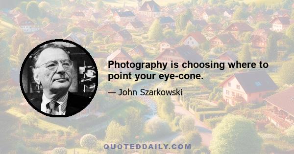 Photography is choosing where to point your eye-cone.