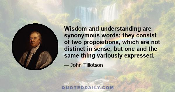 Wisdom and understanding are synonymous words; they consist of two propositions, which are not distinct in sense, but one and the same thing variously expressed.