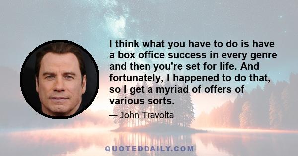 I think what you have to do is have a box office success in every genre and then you're set for life. And fortunately, I happened to do that, so I get a myriad of offers of various sorts.