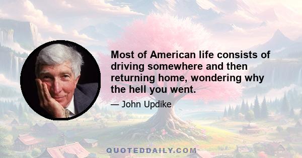 Most of American life consists of driving somewhere and then returning home, wondering why the hell you went.