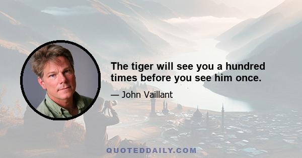 The tiger will see you a hundred times before you see him once.