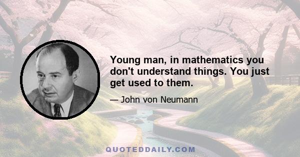 Young man, in mathematics you don't understand things. You just get used to them.