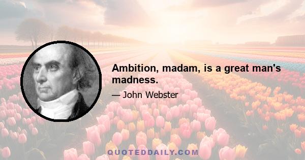 Ambition, madam, is a great man's madness.