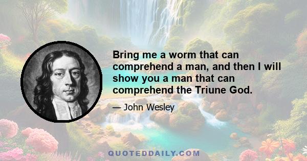 Bring me a worm that can comprehend a man, and then I will show you a man that can comprehend the Triune God.