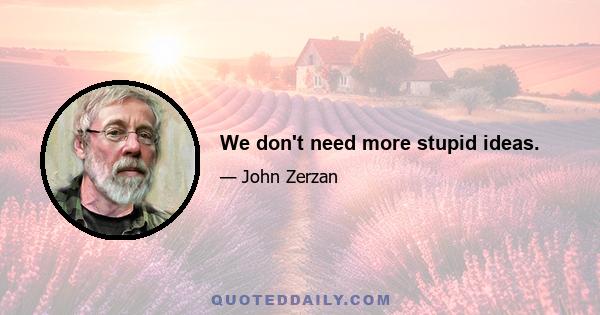 We don't need more stupid ideas.