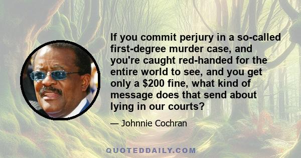 If you commit perjury in a so-called first-degree murder case, and you're caught red-handed for the entire world to see, and you get only a $200 fine, what kind of message does that send about lying in our courts?