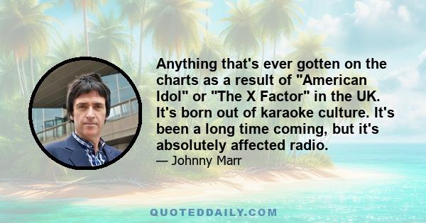 Anything that's ever gotten on the charts as a result of American Idol or The X Factor in the UK. It's born out of karaoke culture. It's been a long time coming, but it's absolutely affected radio.