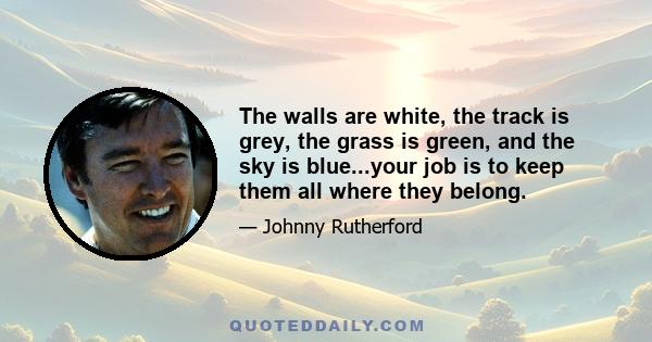 The walls are white, the track is grey, the grass is green, and the sky is blue...your job is to keep them all where they belong.