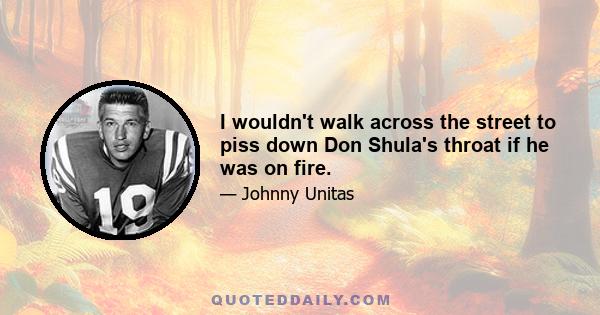 I wouldn't walk across the street to piss down Don Shula's throat if he was on fire.