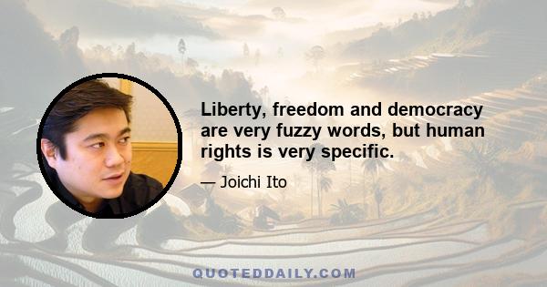 Liberty, freedom and democracy are very fuzzy words, but human rights is very specific.