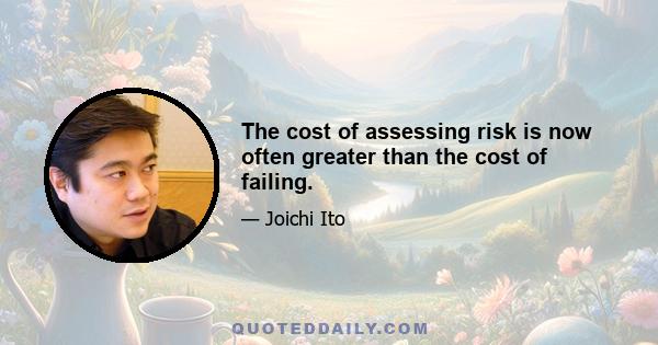 The cost of assessing risk is now often greater than the cost of failing.