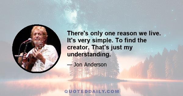 There's only one reason we live. It's very simple. To find the creator. That's just my understanding.