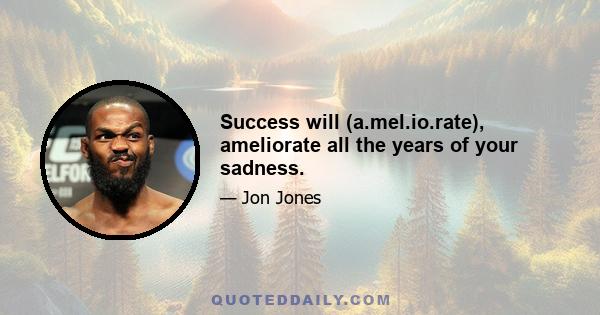 Success will (a.mel.io.rate), ameliorate all the years of your sadness.