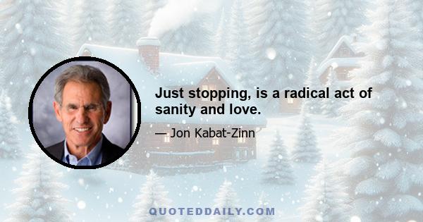 Just stopping, is a radical act of sanity and love.