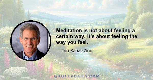 Meditation is not about feeling a certain way. It's about feeling the way you feel.