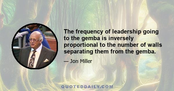 The frequency of leadership going to the gemba is inversely proportional to the number of walls separating them from the gemba.