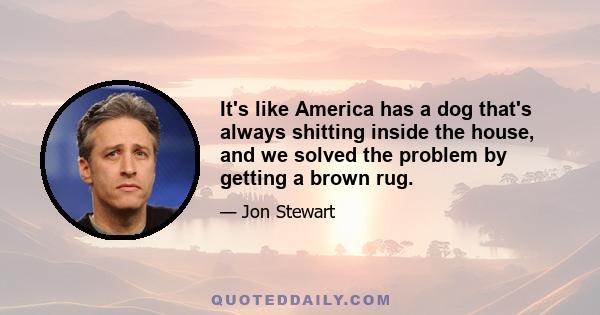 It's like America has a dog that's always shitting inside the house, and we solved the problem by getting a brown rug.