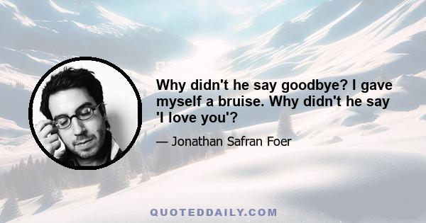 Why didn't he say goodbye? I gave myself a bruise. Why didn't he say 'I love you'?