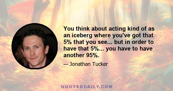 You think about acting kind of as an iceberg where you've got that 5% that you see... but in order to have that 5%... you have to have another 95%.