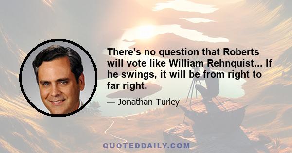 There's no question that Roberts will vote like William Rehnquist... If he swings, it will be from right to far right.