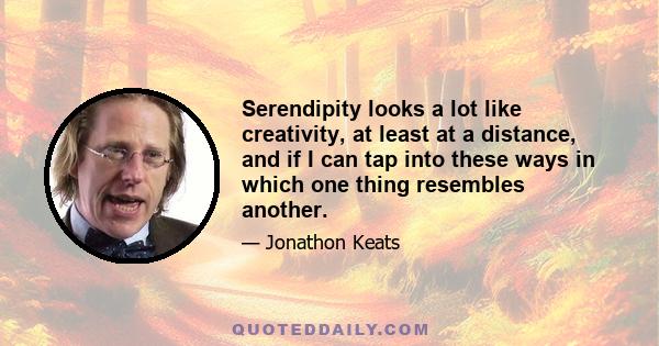 Serendipity looks a lot like creativity, at least at a distance, and if I can tap into these ways in which one thing resembles another.