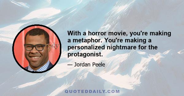 With a horror movie, you're making a metaphor. You're making a personalized nightmare for the protagonist.