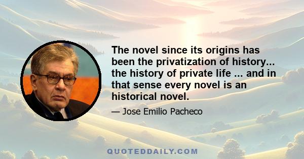 The novel since its origins has been the privatization of history... the history of private life ... and in that sense every novel is an historical novel.