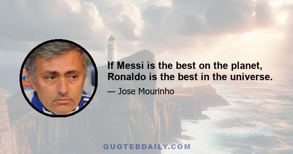 If Messi is the best on the planet, Ronaldo is the best in the universe.