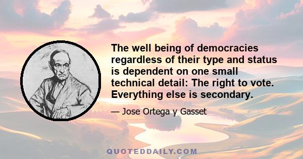 The well being of democracies regardless of their type and status is dependent on one small technical detail: The right to vote. Everything else is secondary.