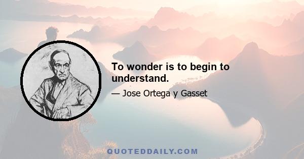 To wonder is to begin to understand.