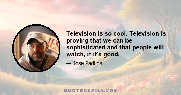 Television is so cool. Television is proving that we can be sophisticated and that people will watch, if it's good.