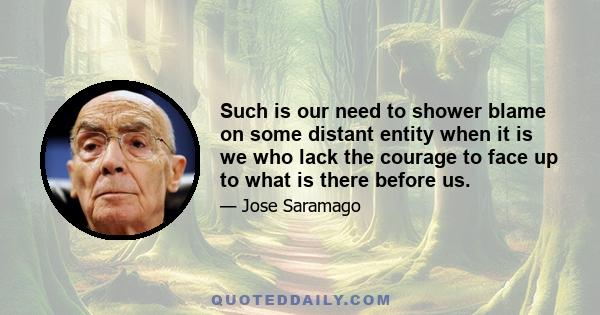 Such is our need to shower blame on some distant entity when it is we who lack the courage to face up to what is there before us.