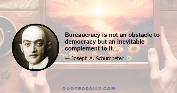 Bureaucracy is not an obstacle to democracy but an inevitable complement to it.