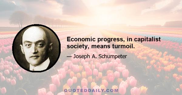 Economic progress, in capitalist society, means turmoil.