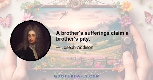 A brother's sufferings claim a brother's pity.