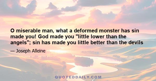 O miserable man, what a deformed monster has sin made you! God made you little lower than the angels; sin has made you little better than the devils