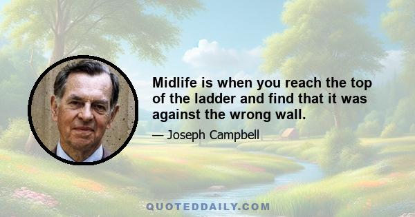 Midlife is when you reach the top of the ladder and find that it was against the wrong wall.