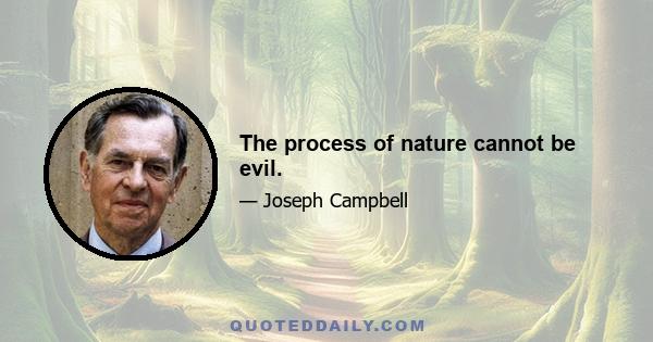 The process of nature cannot be evil.