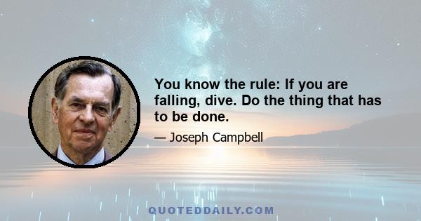 You know the rule: If you are falling, dive. Do the thing that has to be done.