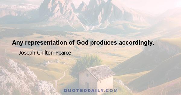 Any representation of God produces accordingly.