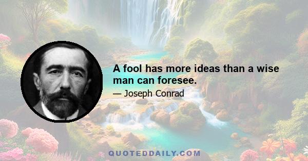 A fool has more ideas than a wise man can foresee.