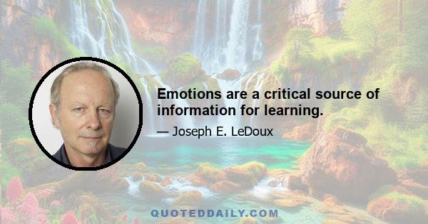 Emotions are a critical source of information for learning.