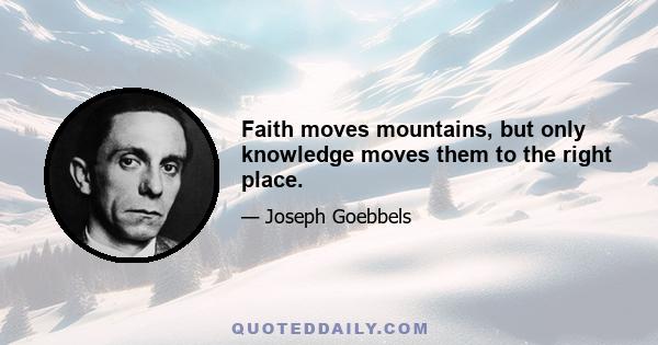 Faith moves mountains, but only knowledge moves them to the right place.