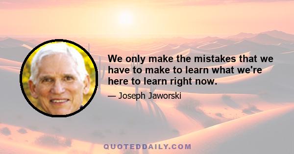 We only make the mistakes that we have to make to learn what we're here to learn right now.