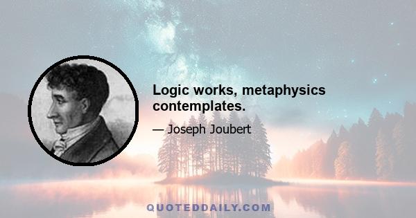 Logic works, metaphysics contemplates.