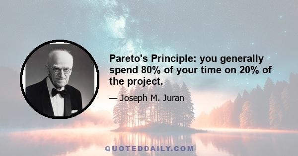 Pareto's Principle: you generally spend 80% of your time on 20% of the project.