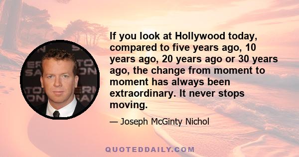 If you look at Hollywood today, compared to five years ago, 10 years ago, 20 years ago or 30 years ago, the change from moment to moment has always been extraordinary. It never stops moving.