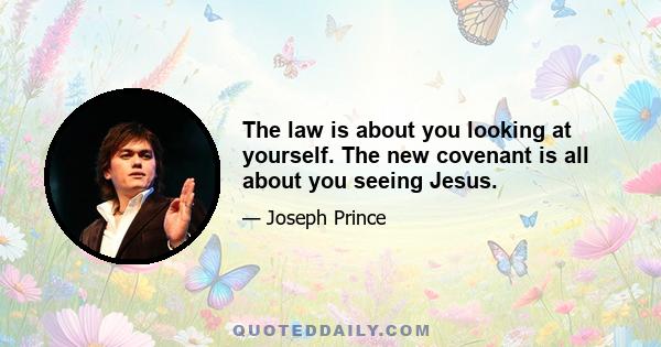 The law is about you looking at yourself. The new covenant is all about you seeing Jesus.