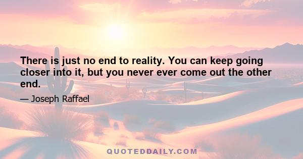 There is just no end to reality. You can keep going closer into it, but you never ever come out the other end.