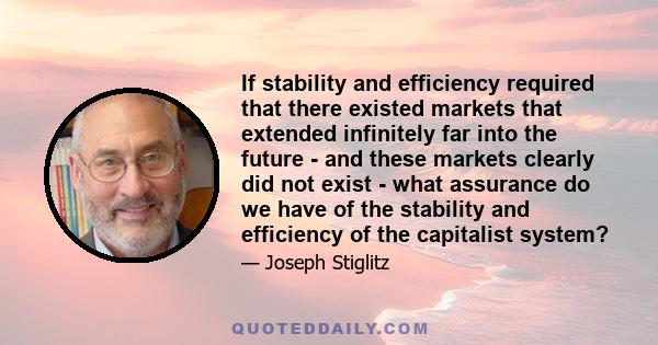 If stability and efficiency required that there existed markets that extended infinitely far into the future - and these markets clearly did not exist - what assurance do we have of the stability and efficiency of the